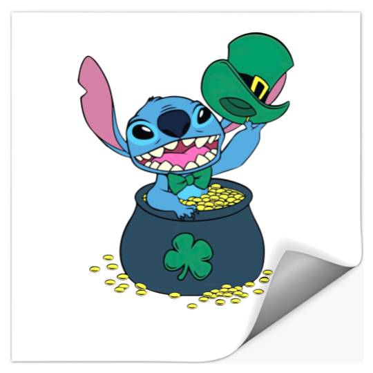 Stitch Happy St Patrick's Day Stickers, Disney Stitch Lucky Stickers