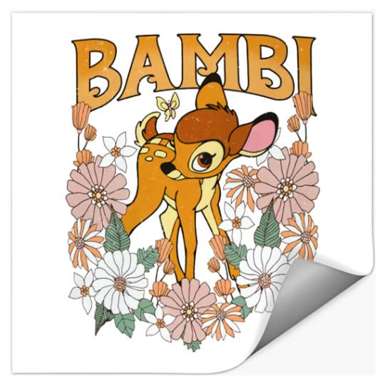 Vintage Floral Bambi Stickers, Disney Bambi Deer Stickers, Disney Character Bambi Birthday Gift