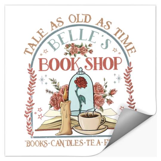 Vintage Retro Tale as old as time Belle's Book shop Stickers, Disney Princess