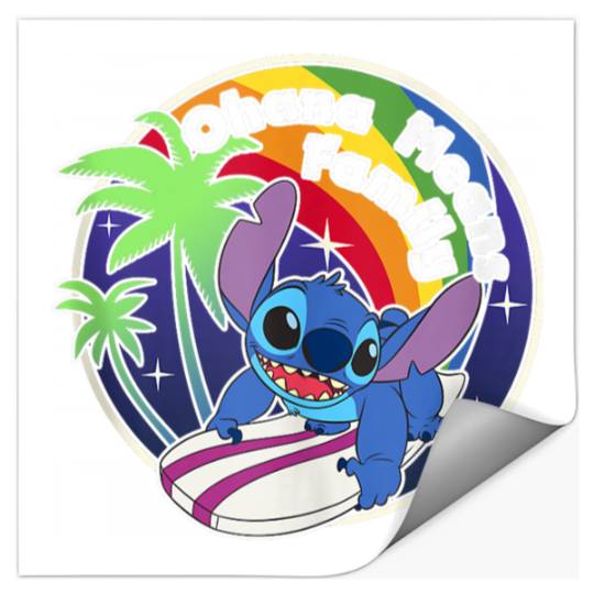 Disneyss Lilo Stitch Rainbow Surf Stitch Ohana Means Family Stickers
