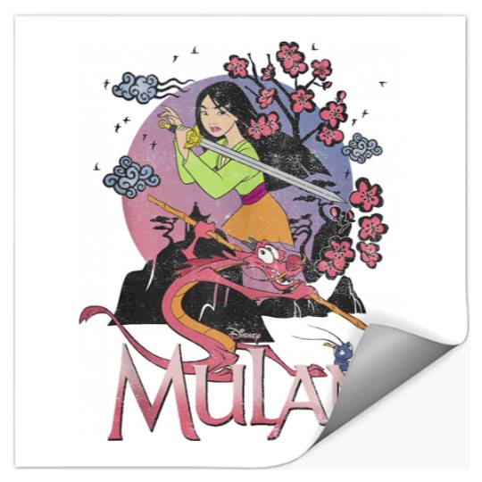 Disneyss Mulan Warrior Stance Sunset Poster Stickers
