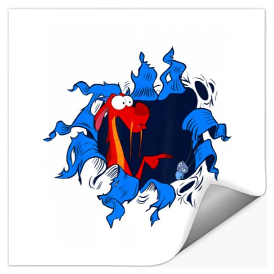 Disney Mulan Mushu Cri-Kee Takes The Blame Ripped Stickers