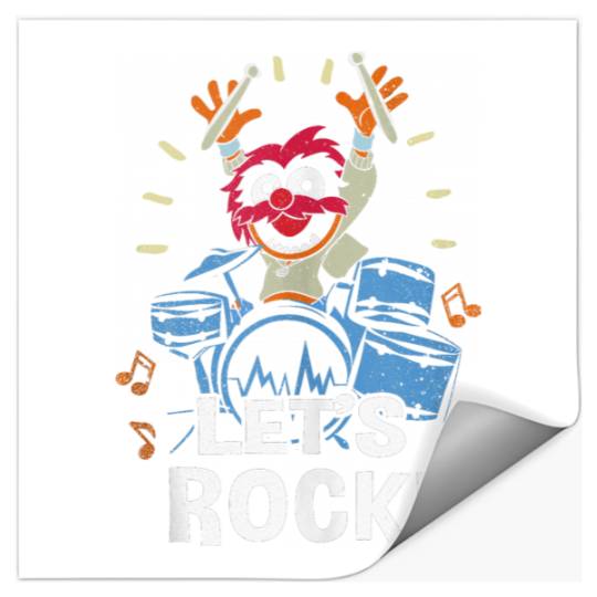 Disneyss The Muppets Animal Let's Rock Drums Distressed Logo Stickers