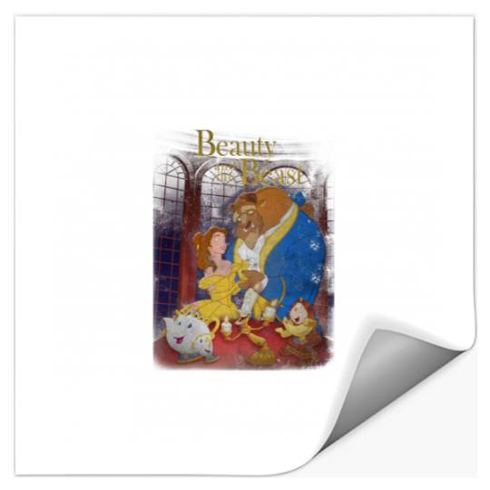 Disneyss Beauty And The Beast Distressed Vintage Group Shot Stickers