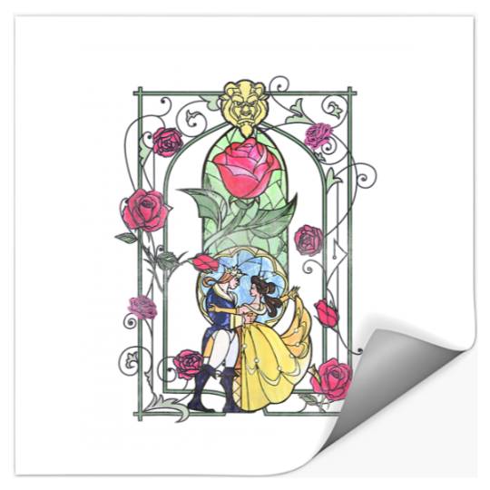 Disney Beauty And The Beast Belle And Beast Stained Glass Stickers