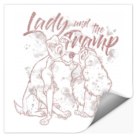 Disneyss The Lady And The Tramp Pink Line Art Portrait Stickers