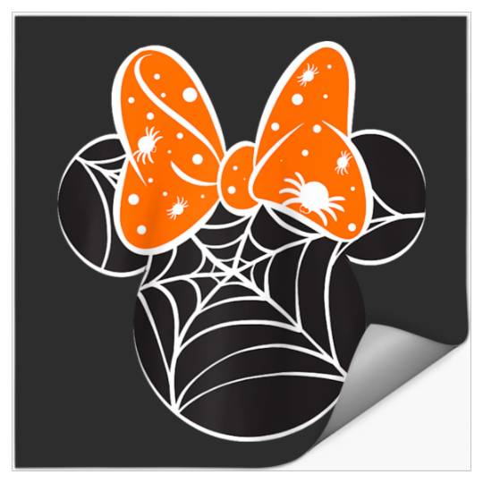 Disneyss Mickey Friends Halloween Minnie Spider Web Logo Stickers