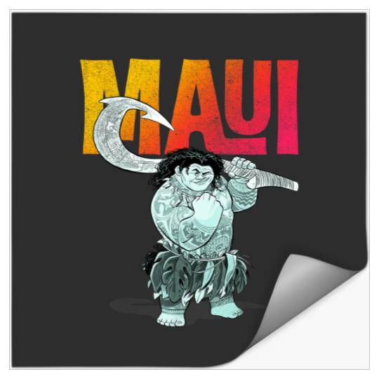 Disney Moana Maui Gradient Text Tough Pose Portr Stickers
