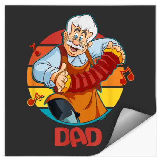 Disney Pinocchio Geppetto Dad Accordion Fathers Day Stickers