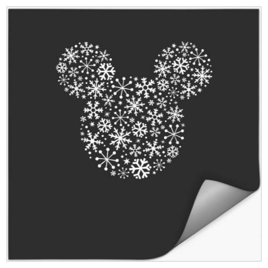 Disney Mickey Mouse Icon Holiday White Snowflake Stickers