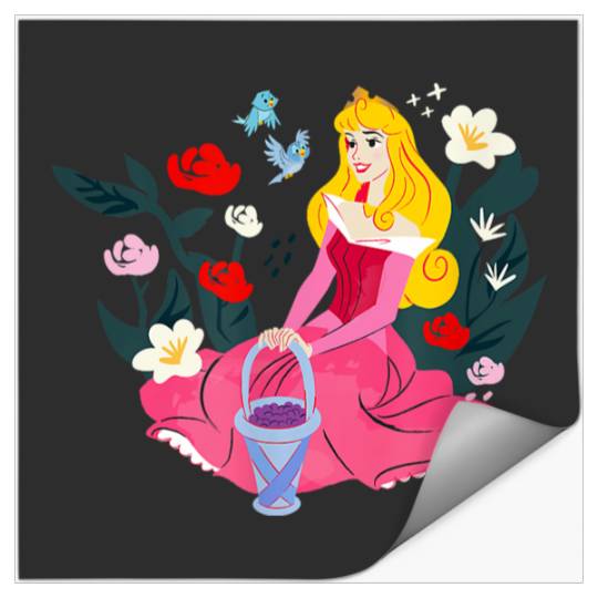 Disneyss Sleeping Beauty Princess Aurora Flower Birds Sketch Stickers