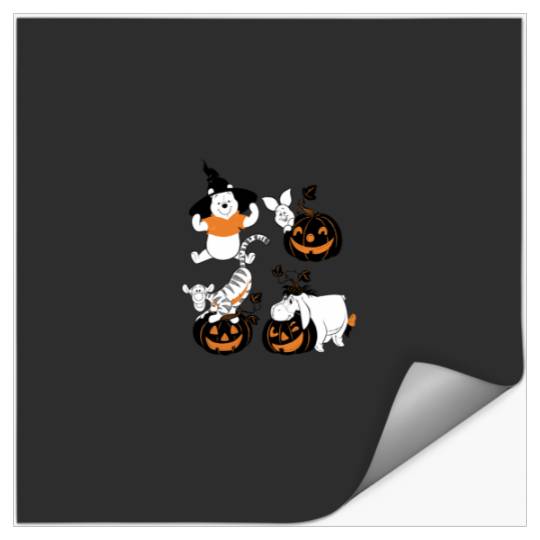 Disneyss Winnie The Pooh Halloween Characters With Pumpkins Stickers