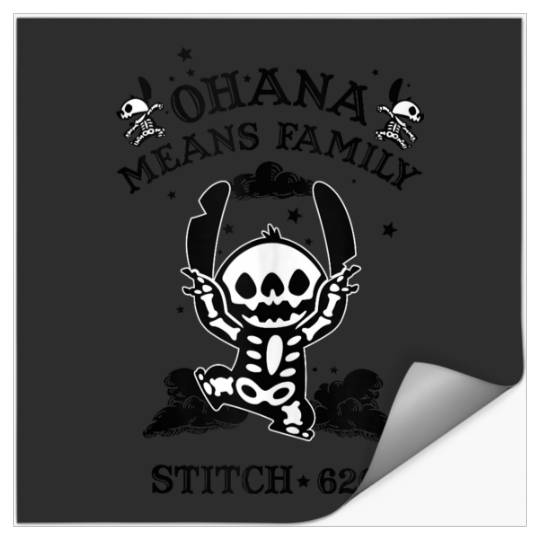 Disneyss Lilo Stitch Halloween Ohana Means Family Skeletonss Stickers