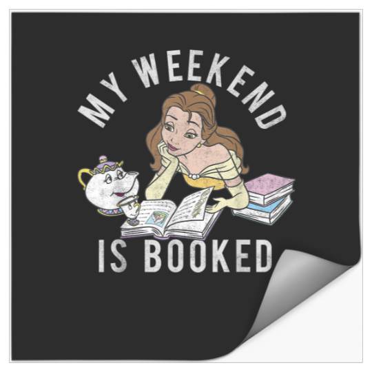 Disney Beauty And The Beast Belle My Weekend Is Booked Short Sleeve T-Shirt Small Stickers