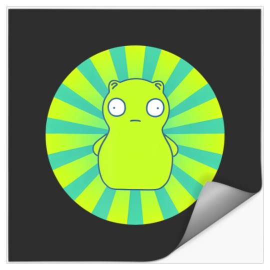 bobs burgers kuchi kopi lime green hypno wheel Stickers
