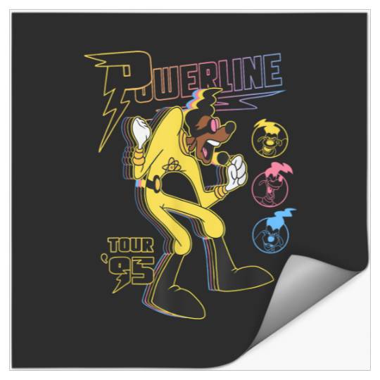 Disney A Goofy Movie Powerline Tour '95 Retro Neon Poster T-Shirt Stickers