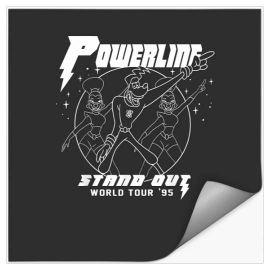 Disney A Goofy Movie Powerline World Tour Outline Poster T-Shirt Stickers