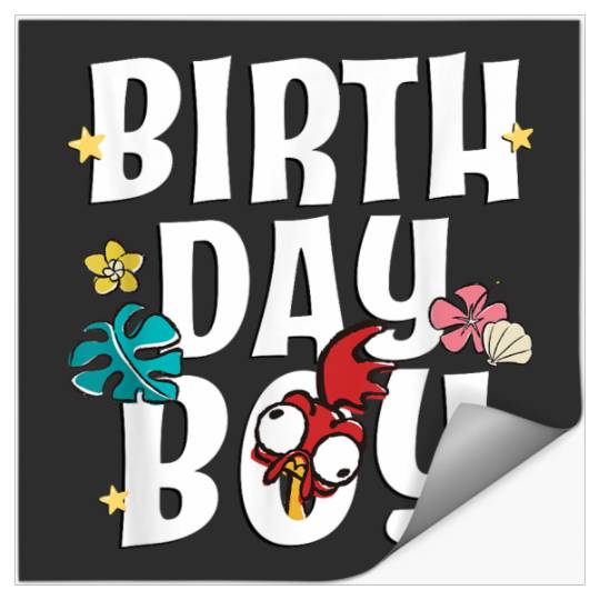 Disney Moana Birthday Boy Cute Hei Hei Big Chest Text Logo Stickers