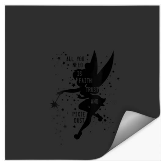 Womens Disney Peter Pan Tinker Bell Faith Trust And Pixie Dust V-Neck T-Shirt Stickers