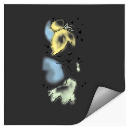 Disney Peter Pan Tinkerbell Airbrush Style Sketch T-Shirt T-Shirt Stickers