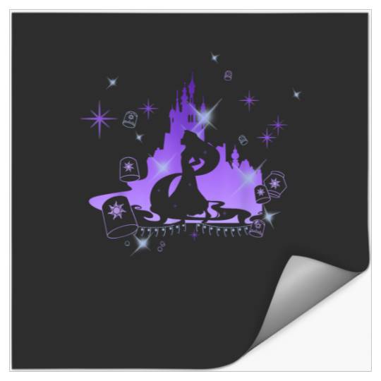 Disney Tangled Rapunzel Silhouette Portrait Graphic T-Shirt T-Shirt Stickers