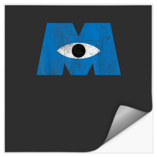 Disney Pixars Monsters, Inc Distressed Cyclops Blue Logo T-Shirt Stickers