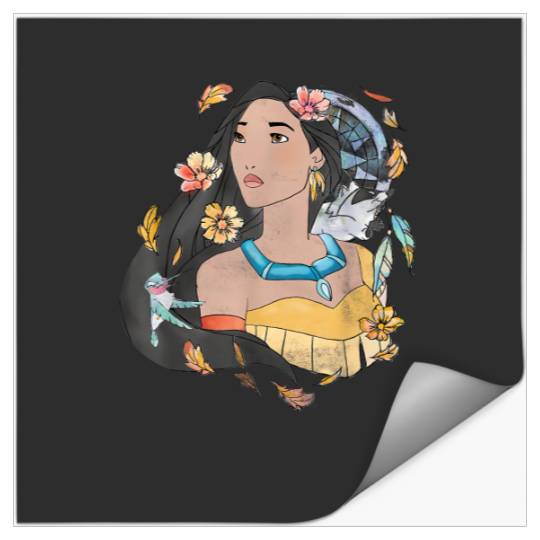 Disney Pocahontas Dreamcatcher Watercolor Graphic T-Shirt T-Shirt Stickers