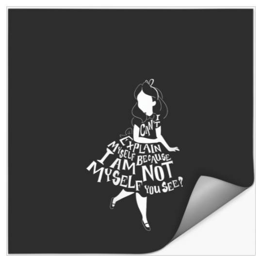 Womens Disney Alice In Wonderland I Can't Explain Myself Text Fill V-Neck T-Shirt Stickers