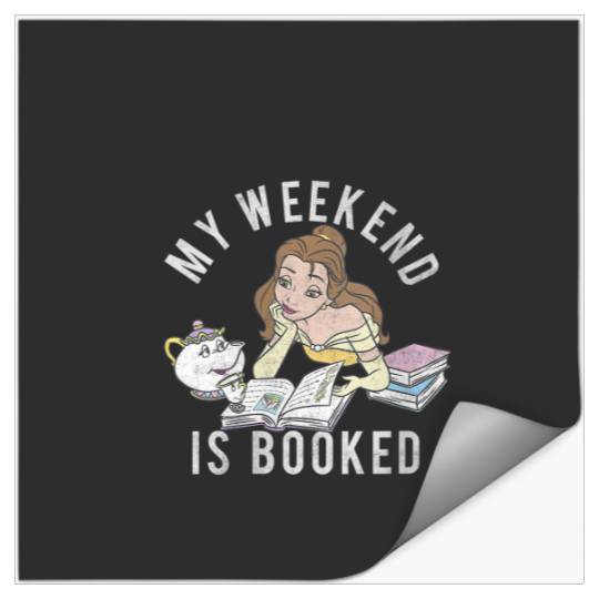Womens Disney Beauty And The Beast My Weekend Is Booked Portrait V-Neck T-Shirt Stickers