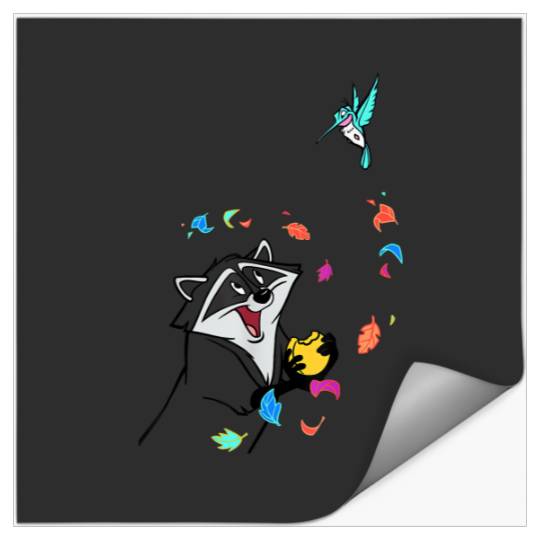 Disney Pocahontas Meeko Flit Colorful Leafs Fall T-Shirt T-Shirt Stickers
