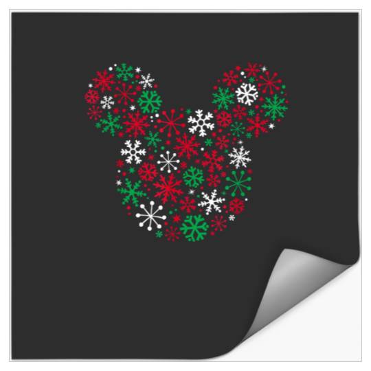 Disney Mickey Mouse Icon Holiday Snowflakes T-Shirt Stickers