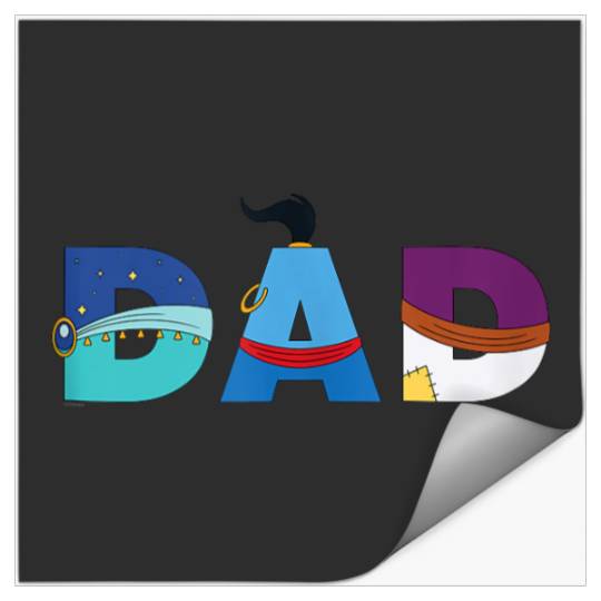 Disney Aladdin Jasmine Genie Fathers Day Birthday Dad Stickers