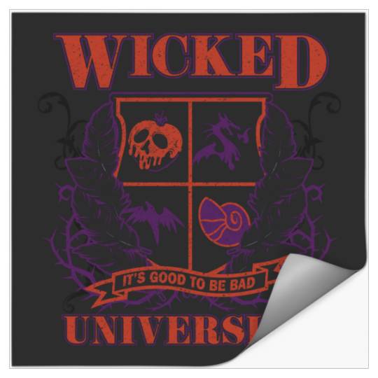 Disney Villains Wicked University Good To Be Bad Retro Logo Stickers