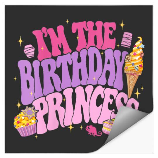 Womens Disney Princess I'm The Birthday Princess Rapunzel Text Logo Stickers