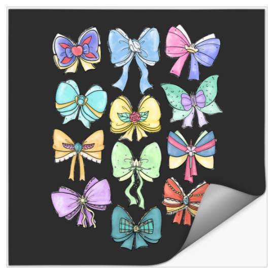 Disney Princess Cute Ribbons And Bows Pastel Colors Logo Stickers