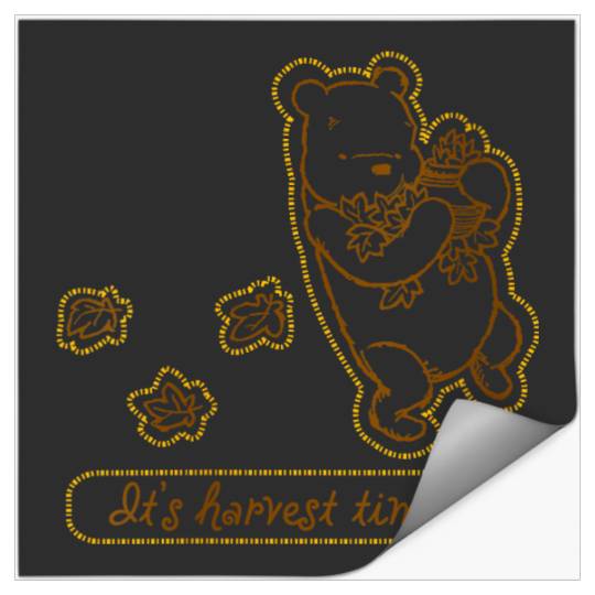 Womens Disney Winnie The Pooh It's Harvest Time Autumn Leaves Stickers