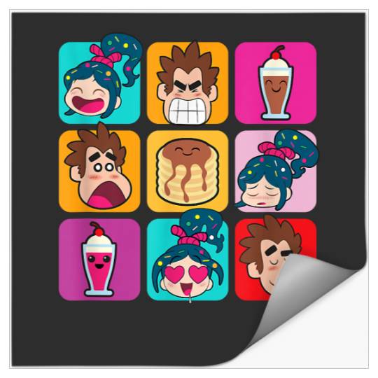 Disney Wreck-It Ralph Vanellope Ralph & Desserts Panels T-Shirt Stickers