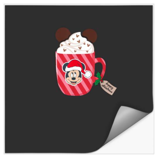 Disney Mickey Mouse Happy Christmas Hot Chocolate Cocoa Mug T-Shirt Stickers