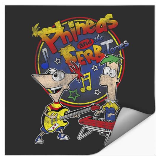 Disney Phineas And Ferb-Tones Distressed Band Logo Stickers