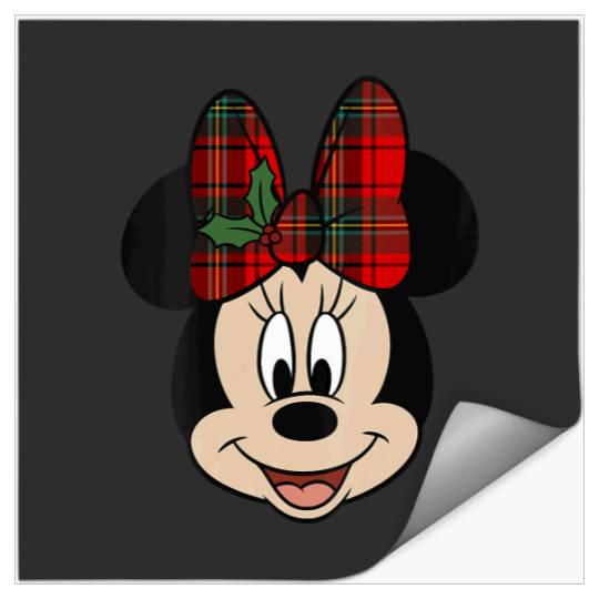 Womens Disney Mickey And Friends Christmas Minnie Mistletoe Bow VNeck Stickers