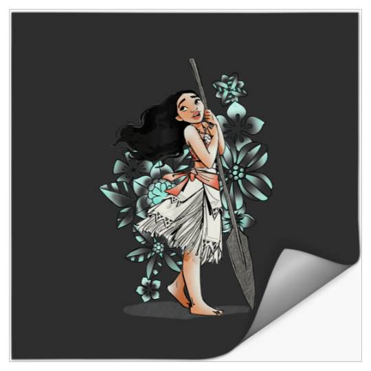 Disney Moana Tropical Floral Line Art Voyager Po Stickers