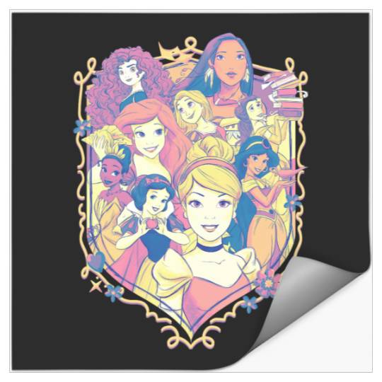 Disney Princess Pastel Group Shield Logo Stickers