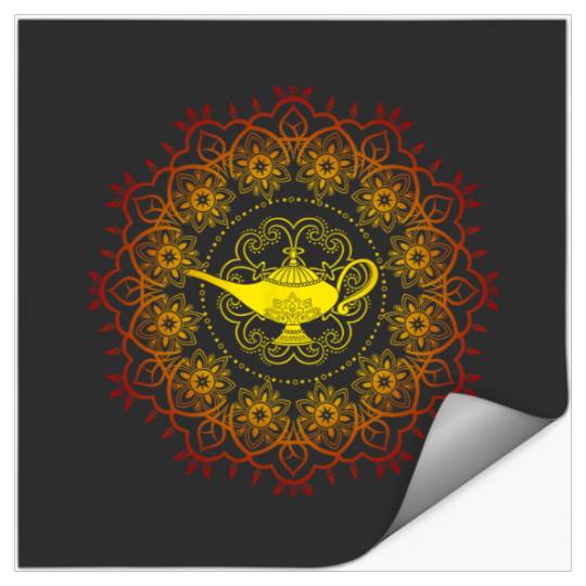 Disney Aladdin Genie's Lamp Orange Mandala Stickers