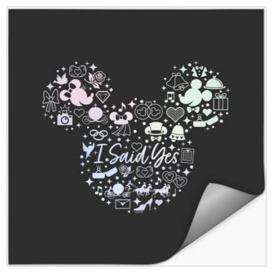 Disney I Said Yes Engagement Proposal Mickey Head Icon Stickers