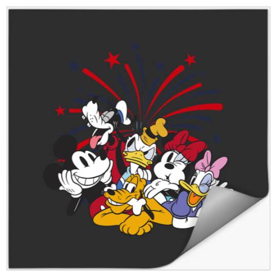 Disney Mickey and Friends 4th Of July Group Fireworks Stickers