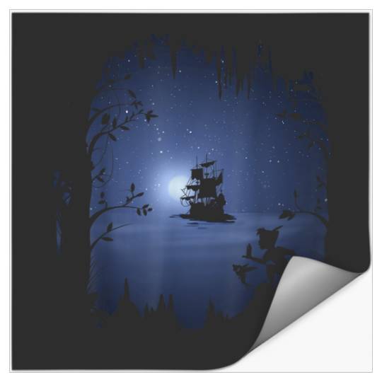 Disneyss Peter Pan Moonlit Pirate Ship Silhouette Stickers