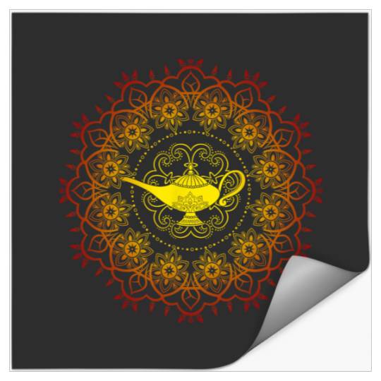 Disney Aladdin Genie's Lamp Orange Mandala Stickers