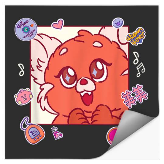 Disneyss And Pixarss Turning Red Fluffy Cute 90s Panda Mei Stickers