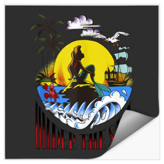 Disneyss The Little Mermaid Under The Sea Silhouette Tattoo Stickers