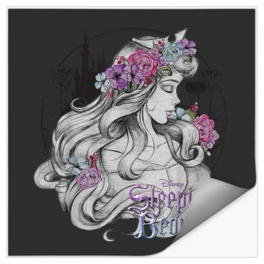 Disneyss Sleeping Beauty Floral Sketched Portrait Stickers